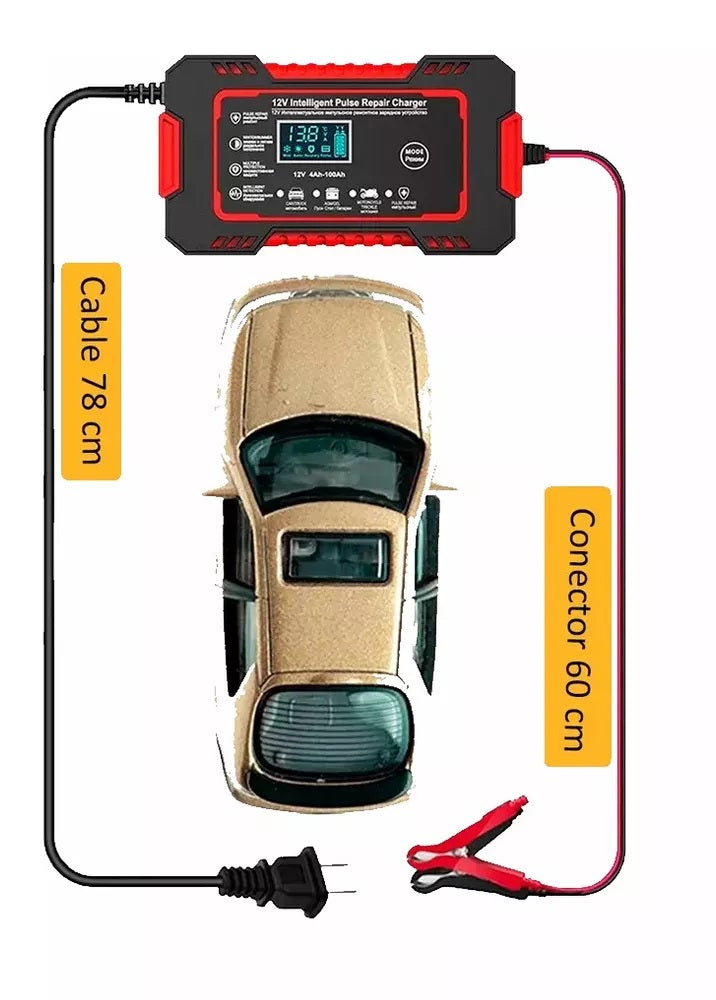 CARGADOR BATERIA COCHE Y MOTO 12V
