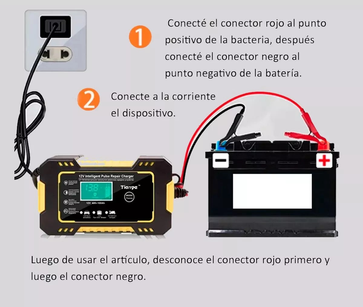 CARGADOR BATERIA COCHE Y MOTO 12V