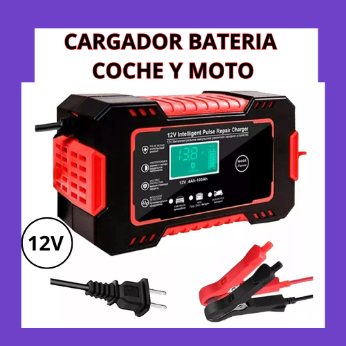 CARGADOR BATERIA COCHE Y MOTO 12V